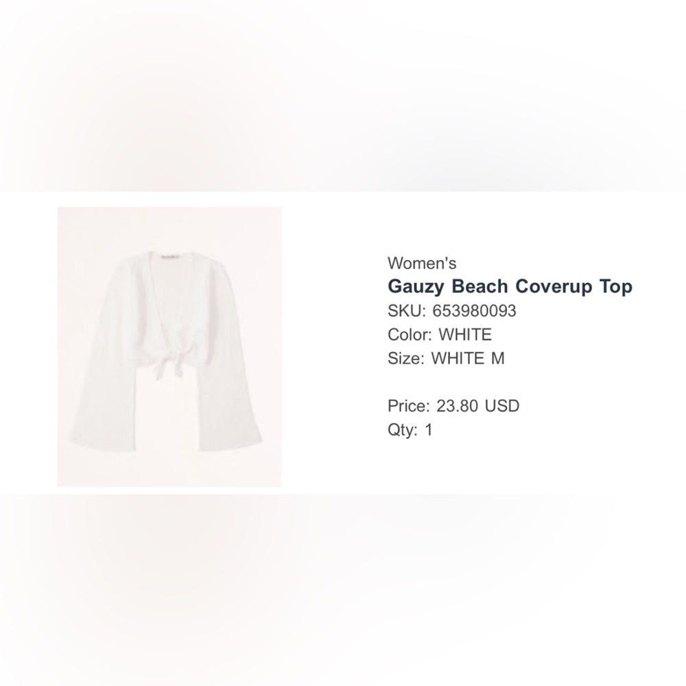 NWT Abercrombie Gauzy Tie Coverup